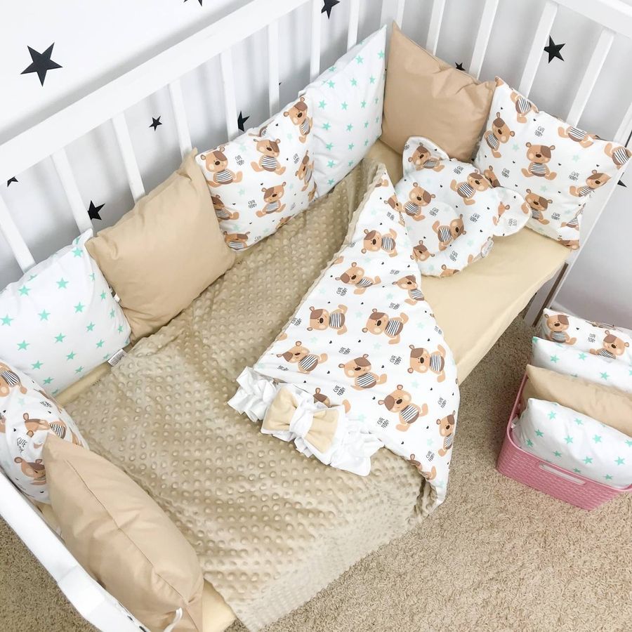 Бортики в детскую кровать Oh My Kids 120х60 см "Bears" 12 шт