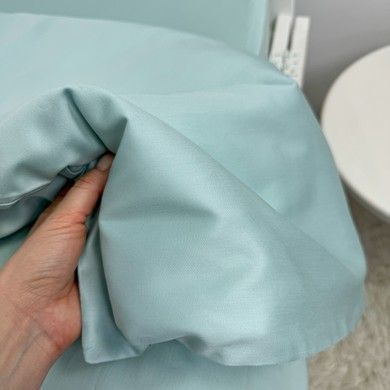 Cатинова однотонна постільна білизна для матраца 120х60 см Oh My Kids "Mint"