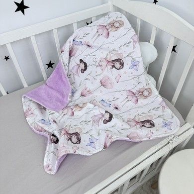 Махровий рушничок з куточком для дівчинки 70х70 см Oh My Kids "Феєчки" ліловий