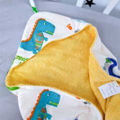 Рушник для новонародженого 70х70 см Oh My Kids "Dinosaurs" жовтий