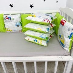 Бортики подушки зі зйомними наволочками для хлопчика Oh My Kids "Beep" зелений