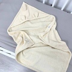 Махровий рушник з куточком для новонароджених 70х70 см Oh My Kids Молочний
