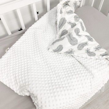 Плюшевый плед для новорожденного Oh My Kids всесезонный "Нежные пёрышки"