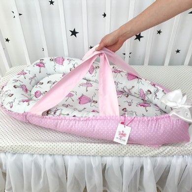 Кокон з ручками та кокосовим матрацом Oh My Kids "Ballerinas"