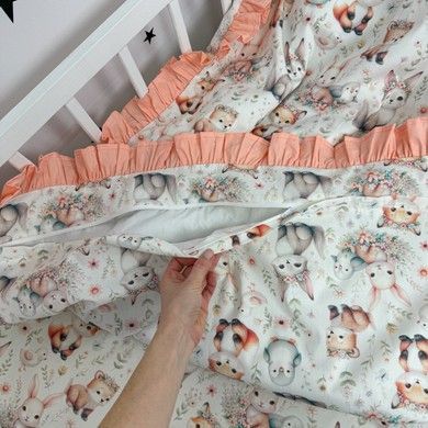 Детский пододеяльник с рюшами 120х90 см для девочки Oh My Kids &laquo;Лисички Зайки&raquo; ранфорс
