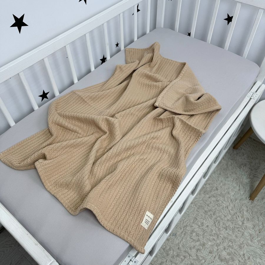 Дитячий натуральний плед піке 100х80 см Oh My Kids Бежевий