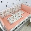 Бортики у дитяче ліжечко для дівчинки Oh My Kids "Зайчики Лисички" 6 шт