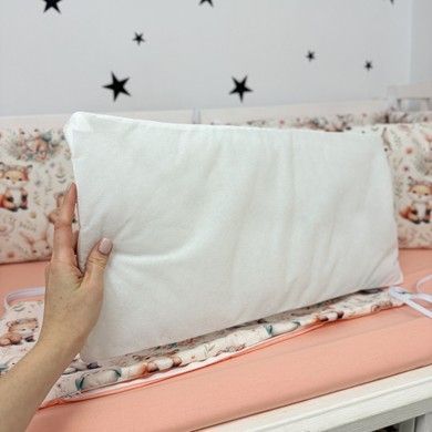Бортики у дитяче ліжечко для дівчинки Oh My Kids "Зайчики Лисички" 6 шт