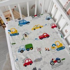 Детская водонепроницаемая простыня на резинке 120х60 см Oh My Kids "Машинки в городе"
