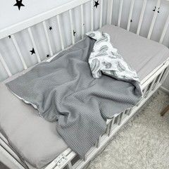 Дитячий всесезонний плед 100х80 см Oh My Kids "Пірʼя" сірий