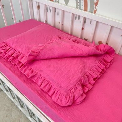 Дитяча муслінова підковдра 120х90 см з рюшами Oh My Kids "Crimson" для дівчинки