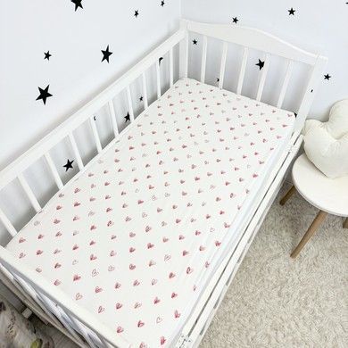 Непромокаемая простыня в кроватку 120х60 см Oh My Kids "Red Hearts"