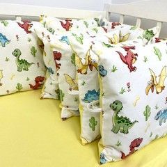 Бортики в дитяче ліжко 6 шт Oh My Kids &laquo;Динозаврики&raquo; жовтий