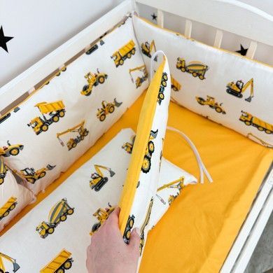 Бортики у дитяче ліжечко для хлопчика Oh My Kids "Будівельна техніка" 6 шт