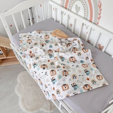 Натуральний плед-конверт для малюка 100&times;80 см Oh My Kids "Левенята" бежевий