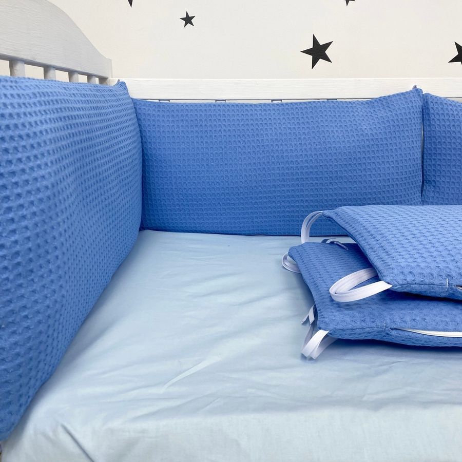 Бортики со съемными наволочками в детскую кровать Oh My Kids "Blue" пике