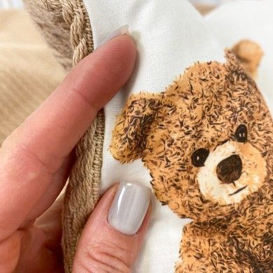 Дитяча натуральна підковдра 120х90 см Oh My Kids "Ведмедики" бежеве піке