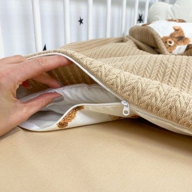 Дитяча натуральна підковдра 120х90 см Oh My Kids "Ведмедики" бежеве піке
