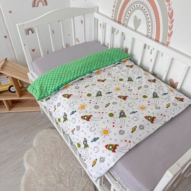 Конверт-ковдра на виписку для хлопчика Oh My Kids &laquo;Ракети&raquo; зелений