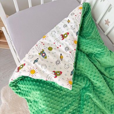 Конверт-ковдра на виписку для хлопчика Oh My Kids &laquo;Ракети&raquo; зелений