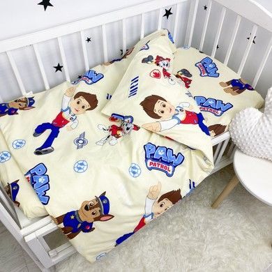 Підковдра дитяча натуральна 120х90 см Oh My Kids "Щенячий патруль" молочний