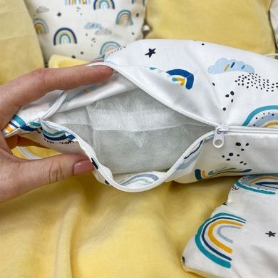 Комплект бортики+плед у дитяче ліжечко 120х60 см Oh My Kids "Веселки" жовтий