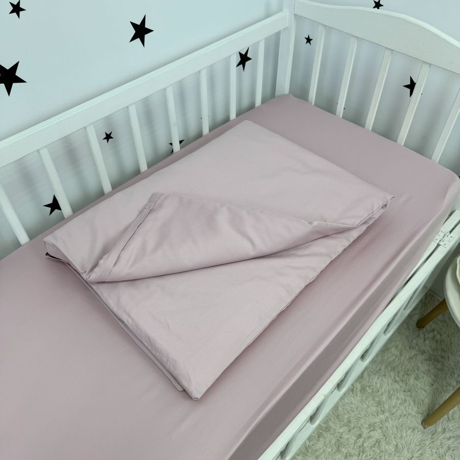 Дитяча сатинова підковдра на молнії 120х90 см Oh My Kids рожево-пудрова