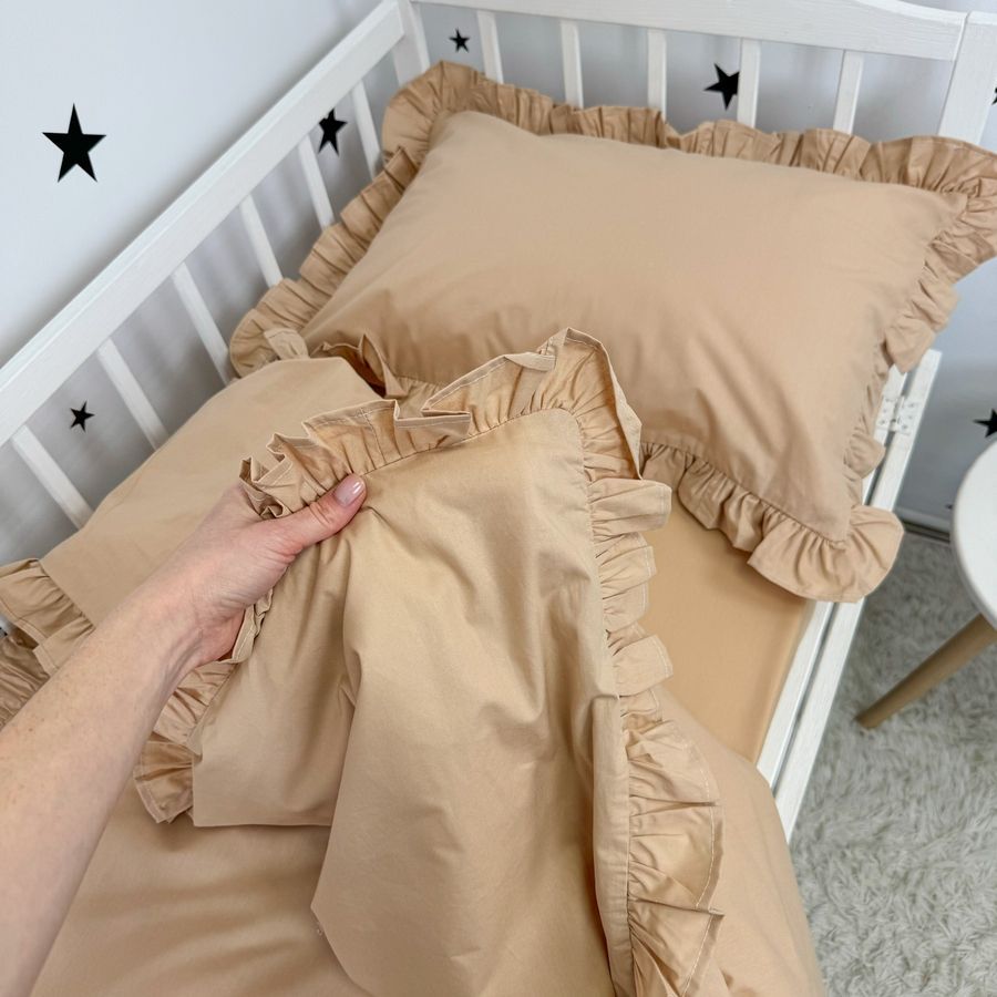 Натуральный пододеяльник с рюшами 120х90 см Oh My Kids &laquo;Beige&raquo; ранфорс бежевый