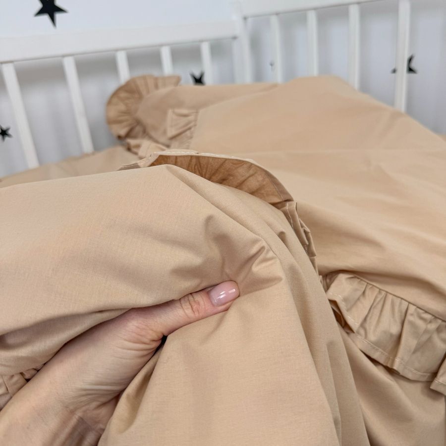 Натуральный пододеяльник с рюшами 120х90 см Oh My Kids &laquo;Beige&raquo; ранфорс бежевый