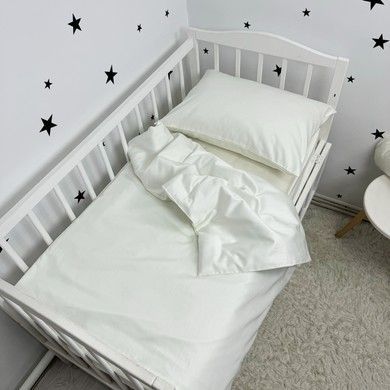 Cатиновий комплект постільної білизни для матраца 120х60 см Oh My Kids "Milk"