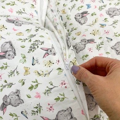 Постельный комплект в детскую кроватку 120х60 см Oh My Kids "Зайчики" молочный