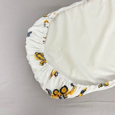 Хлопковая простыня в коляску + подушечка 30х25х3 см Oh My Kids "Строительные машины" желтый