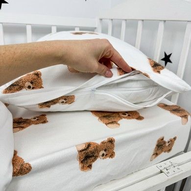 Дитяча постільна білизна з натуральної бавовни для ліжка 120х60 см Oh My Kids &laquo;Brown Bears&raquo; бежевий