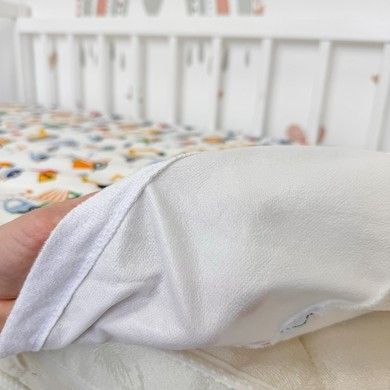 Водонепроникне простирадло на гумці 120х60 см для хлопчика Oh My Kids "Машинки будівельні"