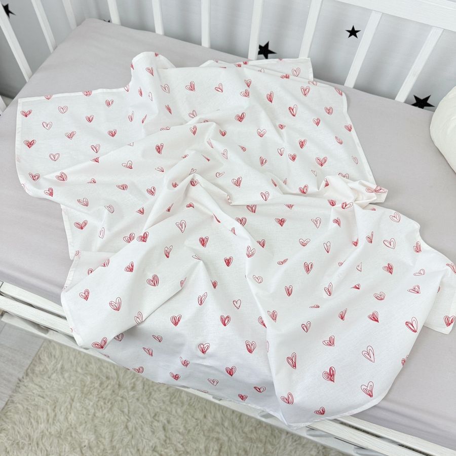 Бавовняна пелюшка для дівчинки Oh My Kids "Намальовані сердечки" червоний