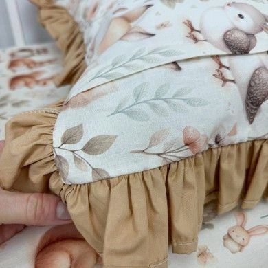 Дитячий постільний комплект з рюшами в ліжко 120х60 см з підковдрою 140х110 см Oh My Kids &laquo;Совенята Лисички&raquo; ранфорс