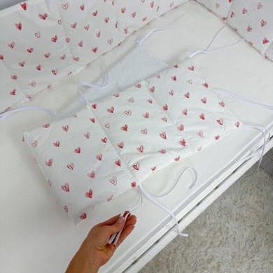 Комплект з всесезонним пледом у дитяче ліжечко Oh My Kids "Сердечки" червоний