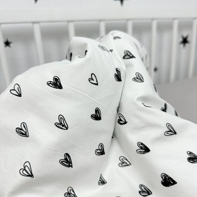 Дитячий конверт на виписку всесезонний Oh My Kids "Black Hearts" сірий