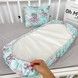 Набор в коляску: хлопковая простынь + подушечка 30х25х3 см Oh My Kids "Единорожки" мятный