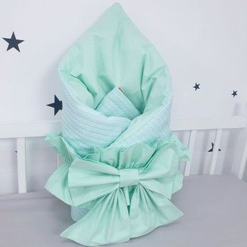 Конверт для новорожденного Oh My Kids &ldquo;Mint&rdquo; с большим бантом