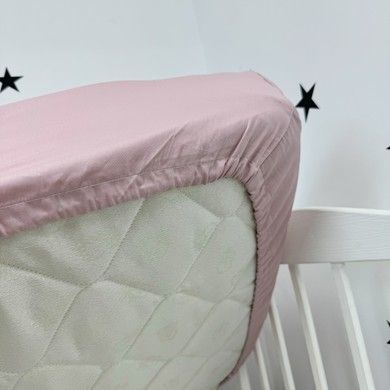 Однотона сатинова дитяча постільна білизна для ліжка 120х60 см Oh My Kids рожево-пудрова