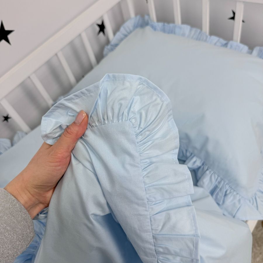 Підковдра з рюшами 120х90 см Oh My Kids &laquo;Light Blue&raquo; ранфорс блакитний
