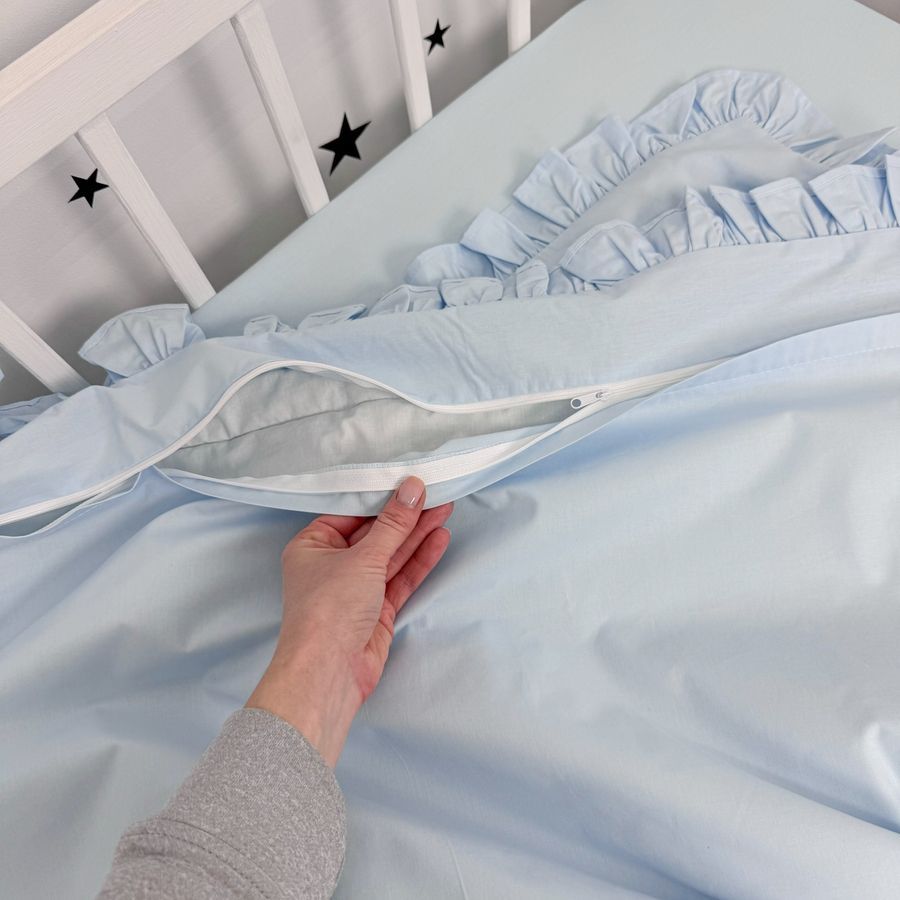 Підковдра з рюшами 120х90 см Oh My Kids &laquo;Light Blue&raquo; ранфорс блакитний