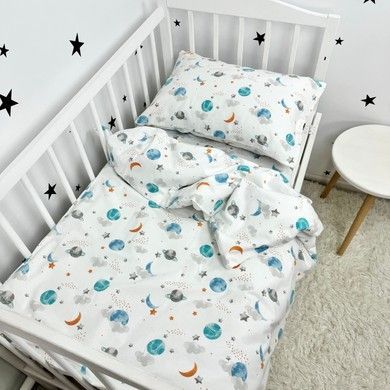 Тепла дитяча постільна білизна 120х60 см Oh My Kids "Spase" блакитний