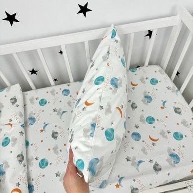 Тепла дитяча постільна білизна 120х60 см Oh My Kids "Spase" блакитний