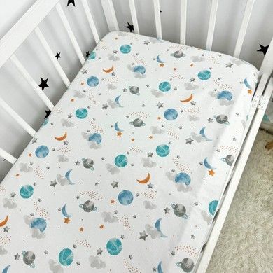 Тепла дитяча постільна білизна 120х60 см Oh My Kids "Spase" блакитний