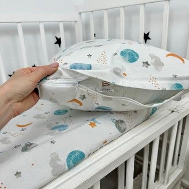 Тепла дитяча постільна білизна 120х60 см Oh My Kids "Spase" блакитний