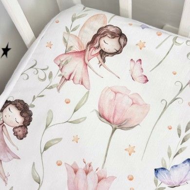 Водонепроникне простирадло для дівчинки в ліжечко 120х60 см Oh My Kids "Феєчки"