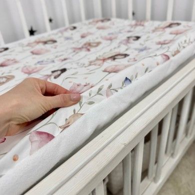 Водонепроникне простирадло для дівчинки в ліжечко 120х60 см Oh My Kids "Феєчки"