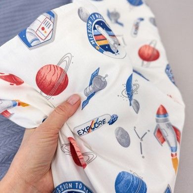 Всесезонний дитячий конверт-ковдра 100х80 см Oh My Kids &laquo;Космічні кораблі&raquo; синій